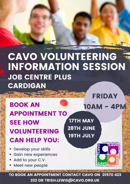 Sesiwn Gwybodaeth Gwirfoddoli CAVO Volunteering Information Session